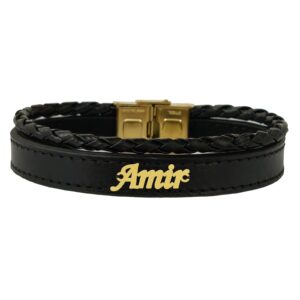 دستبند طلا 18 عیار مردانه لیردا مدل اسم امیر